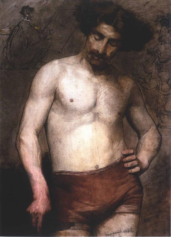 Anna Bilinska-Bohdanowicz Male half act study oil painting picture